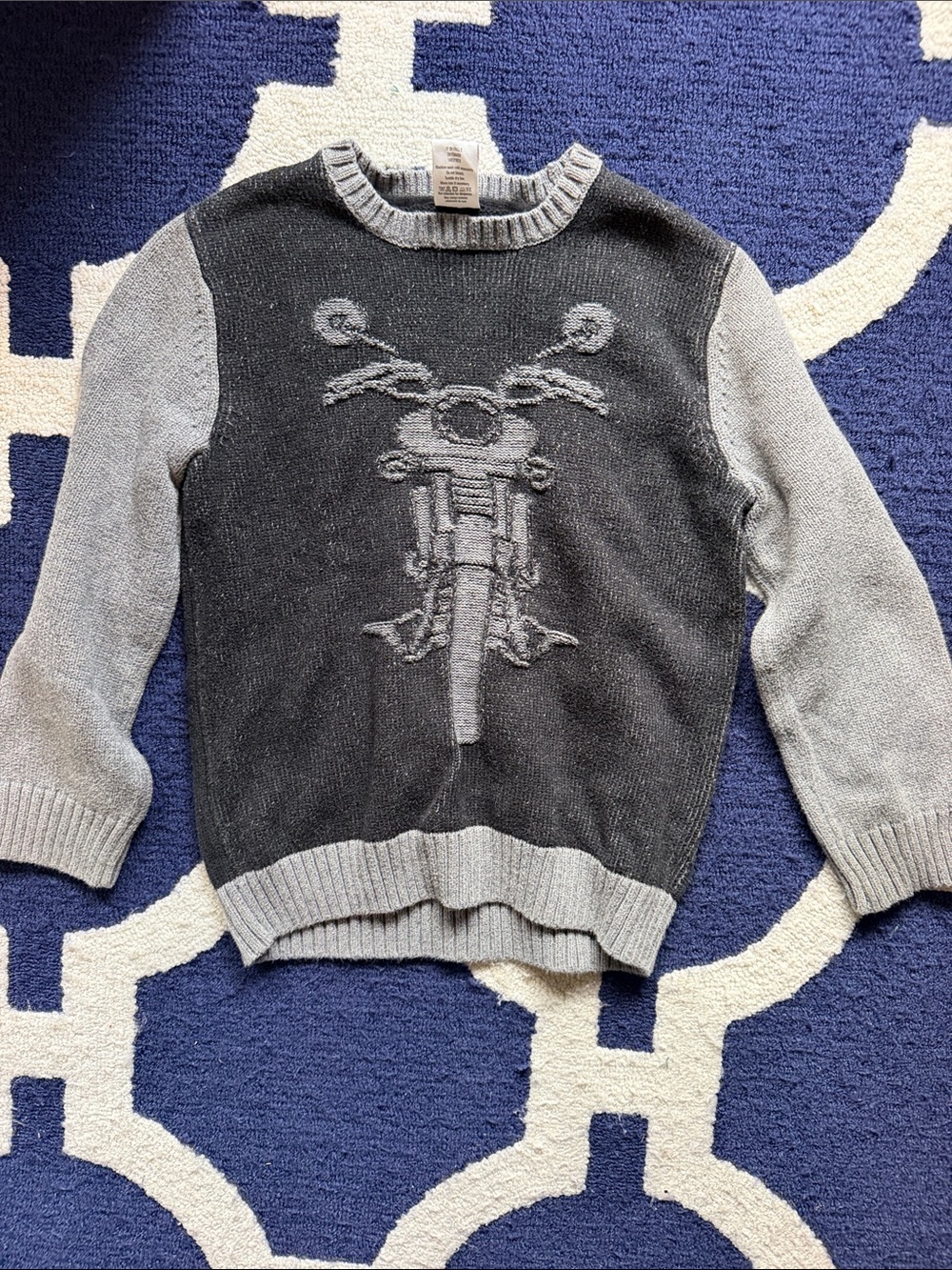 Gymboree Gray Two-Tone Motorcycle Crew Sweater